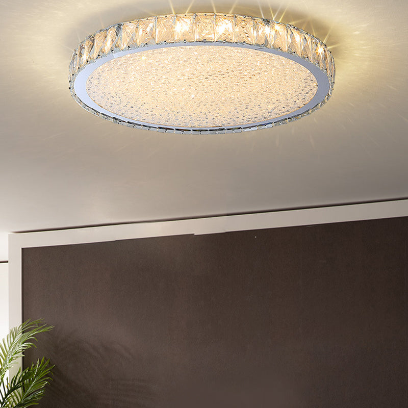 Acier inoxydable rond de plafond de plafond simple Crystal LED Crystal Light