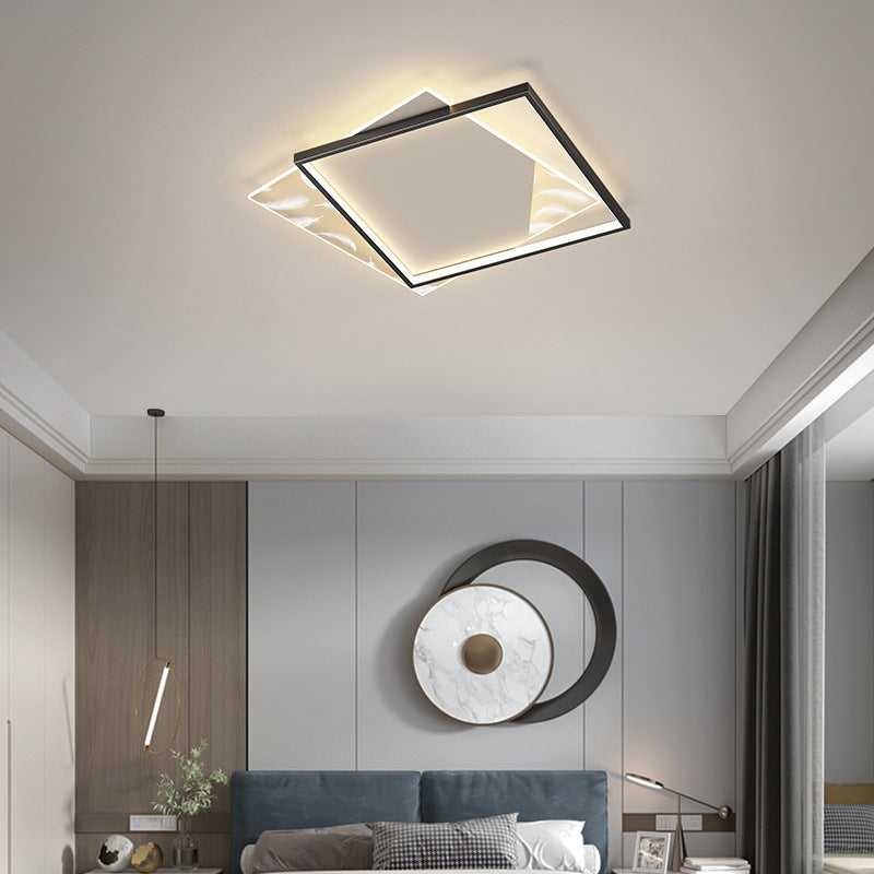 Square Bedroom Ceiling Light Acrylic Nordic LED Feather Flush Mount Light