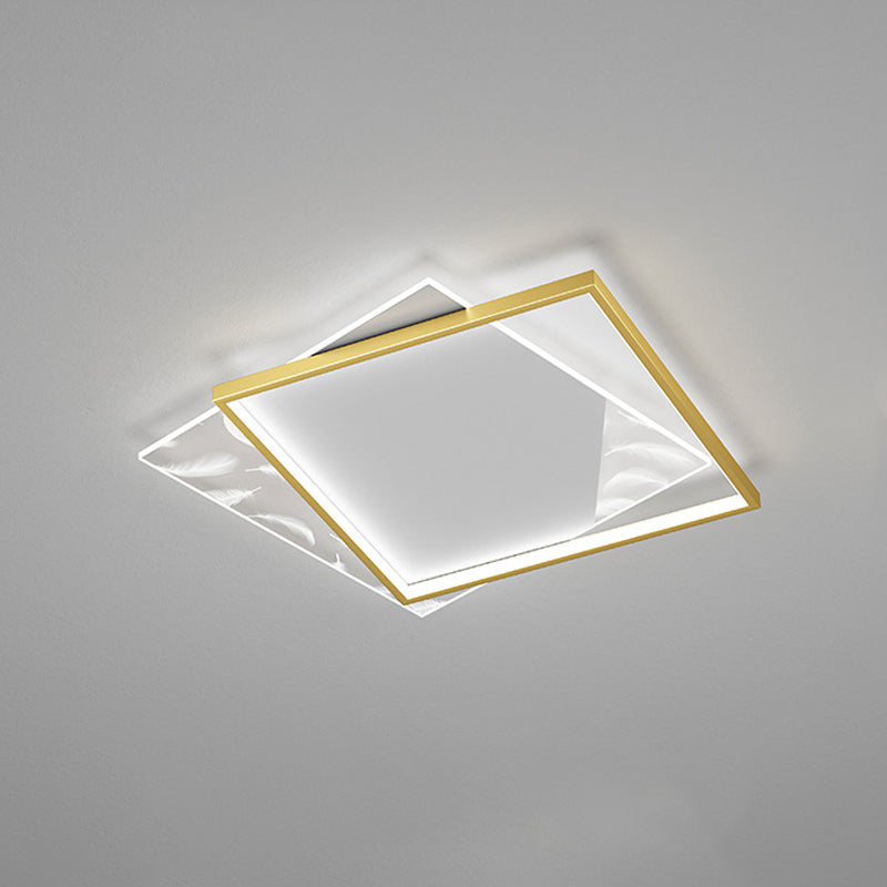 Square Bedroom Ceiling Light Acrylic Nordic LED Feather Flush Mount Light