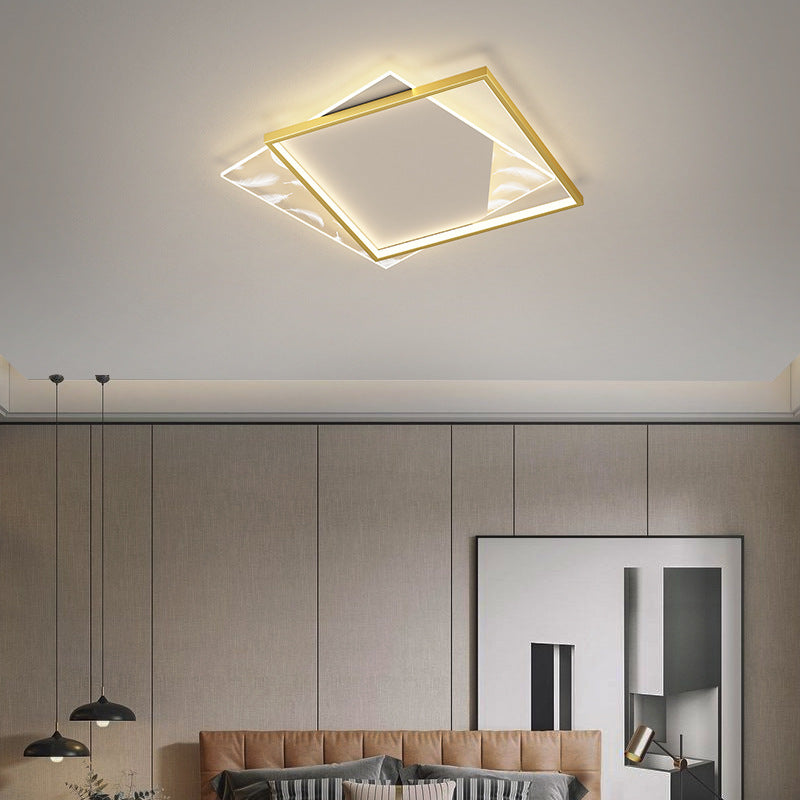 Vierkante slaapkamer plafondlicht acryl -Noordse LED -veer spoeling Mount Light