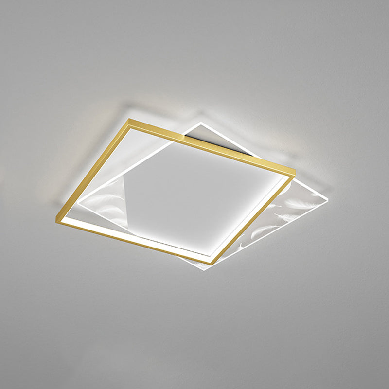 Square Bedroom Ceiling Light Acrylic Nordic LED Feather Flush Mount Light