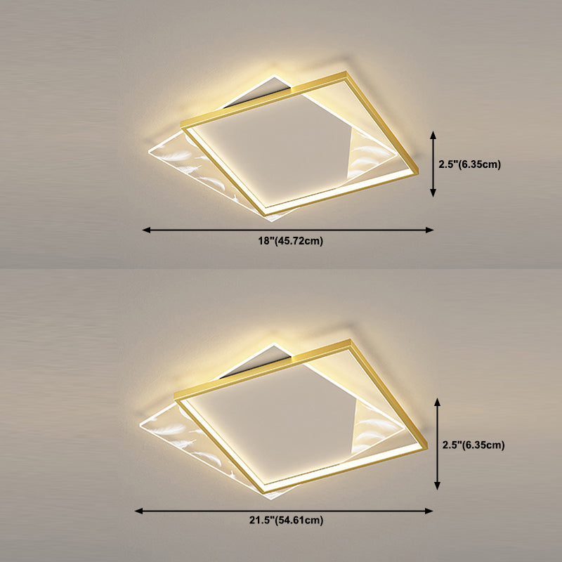 Vierkante slaapkamer plafondlicht acryl -Noordse LED -veer spoeling Mount Light