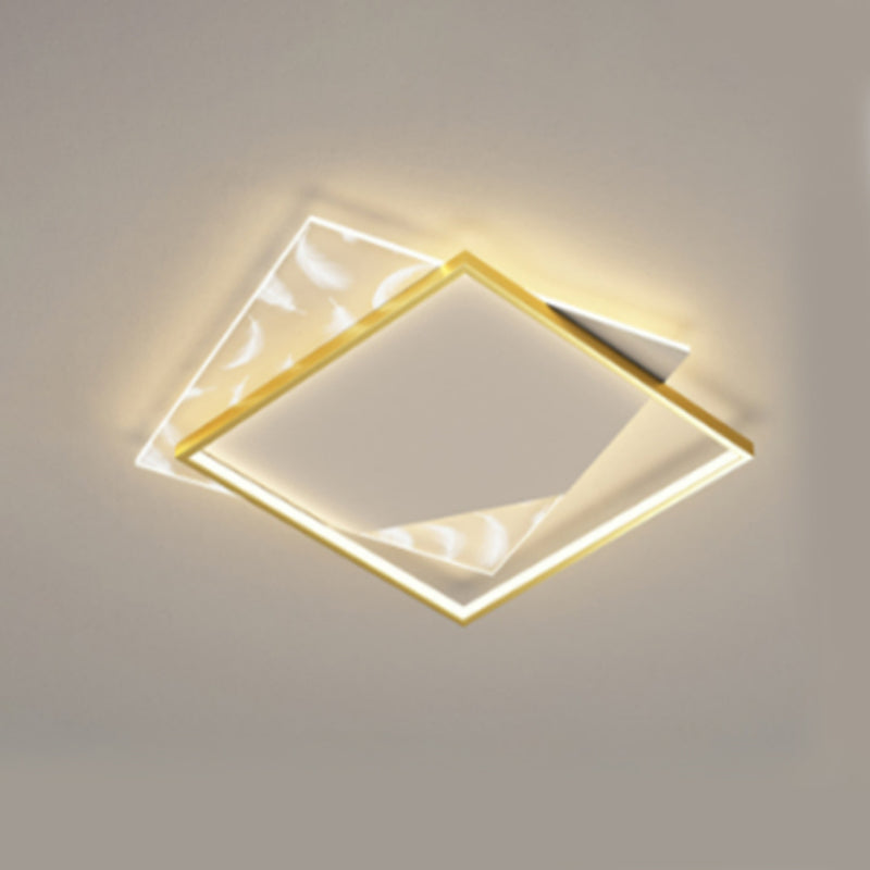 Square Bedroom Ceiling Light Acrylic Nordic LED Feather Flush Mount Light