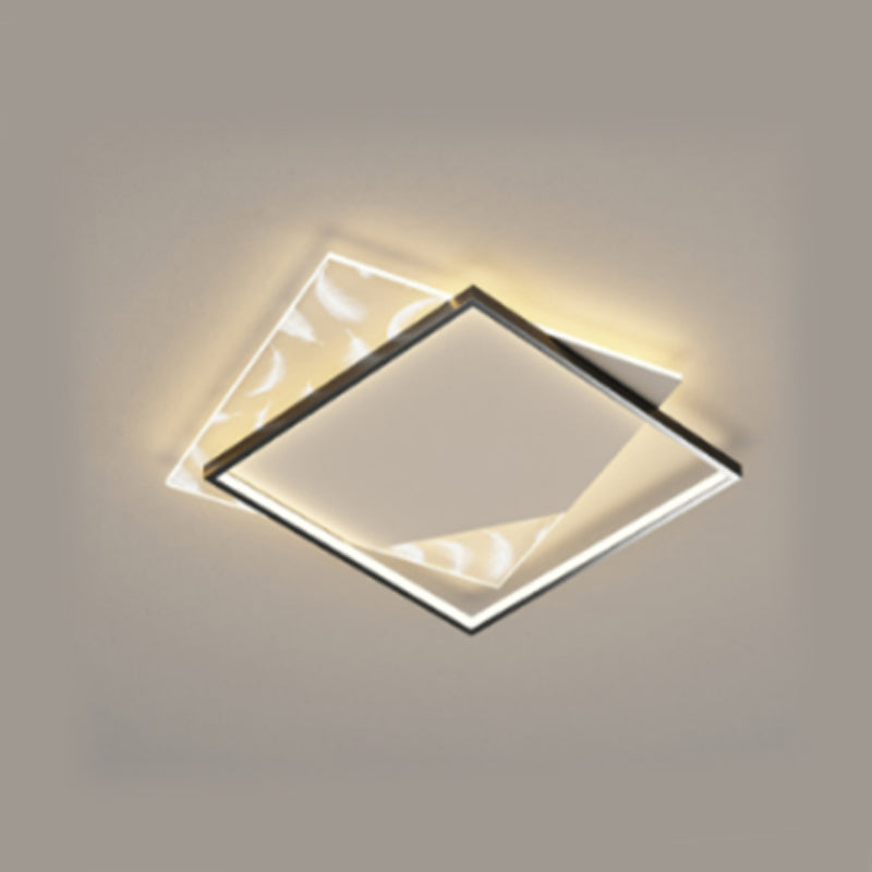 Square Bedroom Ceiling Light Acrylic Nordic LED Feather Flush Mount Light