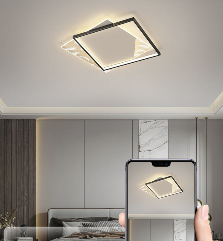 Vierkante slaapkamer plafondlicht acryl -Noordse LED -veer spoeling Mount Light