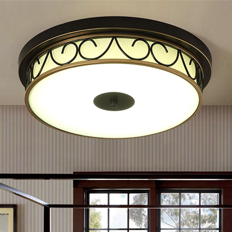 Classic LED Flush Mounted Lamp White Glass Ceiling Light for Bedroom