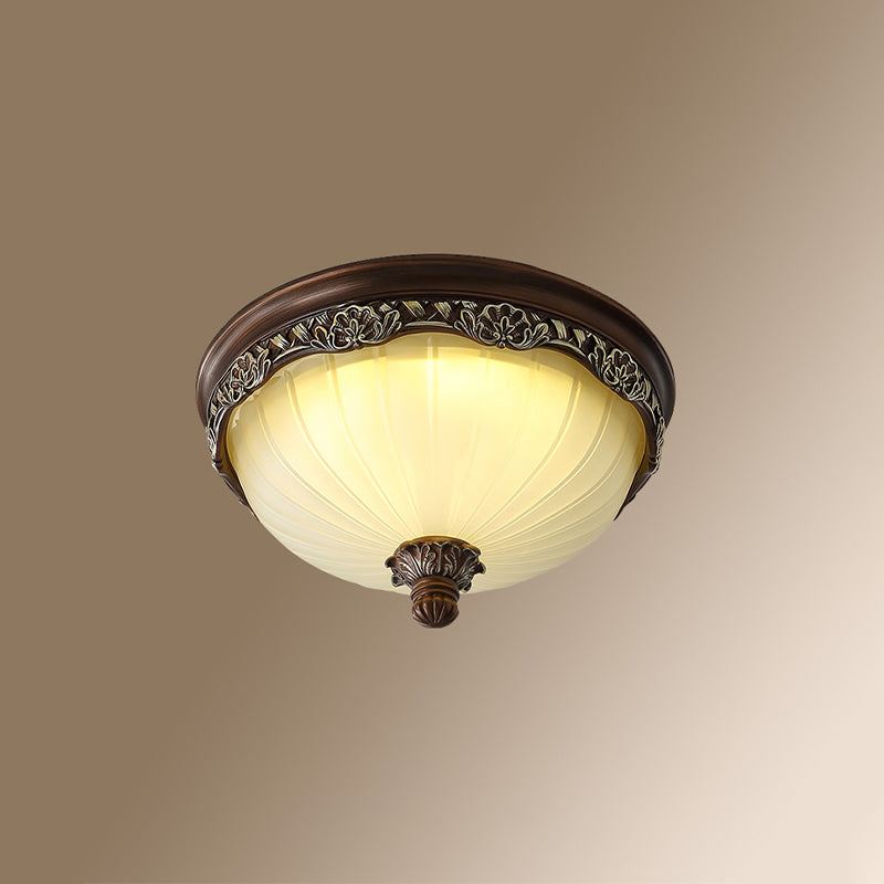 Classic LED Flush Mounted Lamp White Glass Ceiling Light for Bedroom