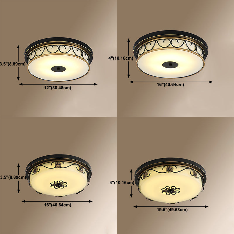 Klassieke LED -spoeling gemonteerde lamp wit glazen plafondlicht voor slaapkamer