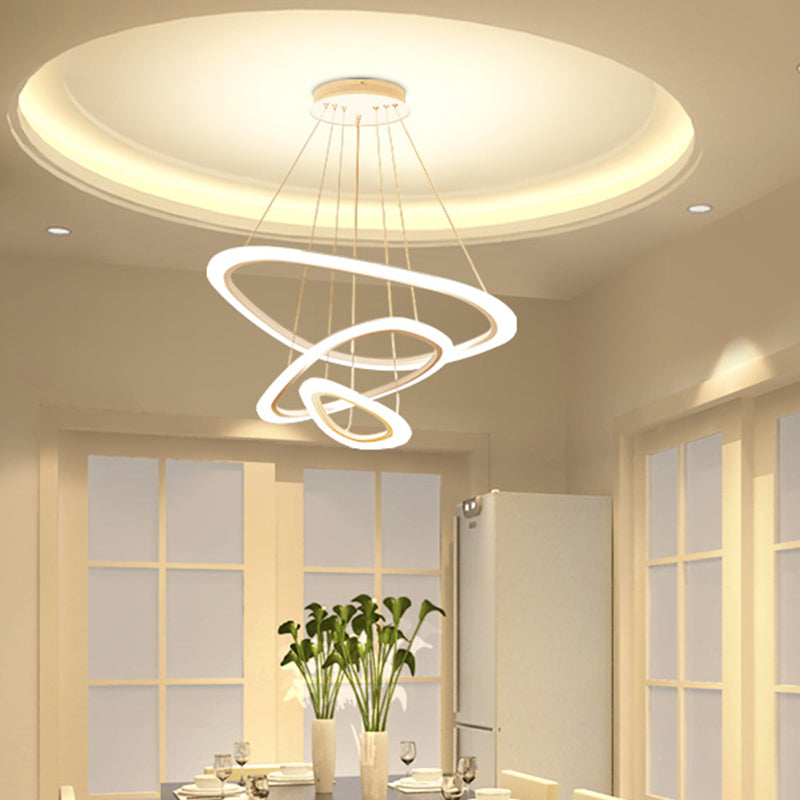 Contemporary Multi-Layer Chandelier Lights Metal Chandelier Pendant Light in White