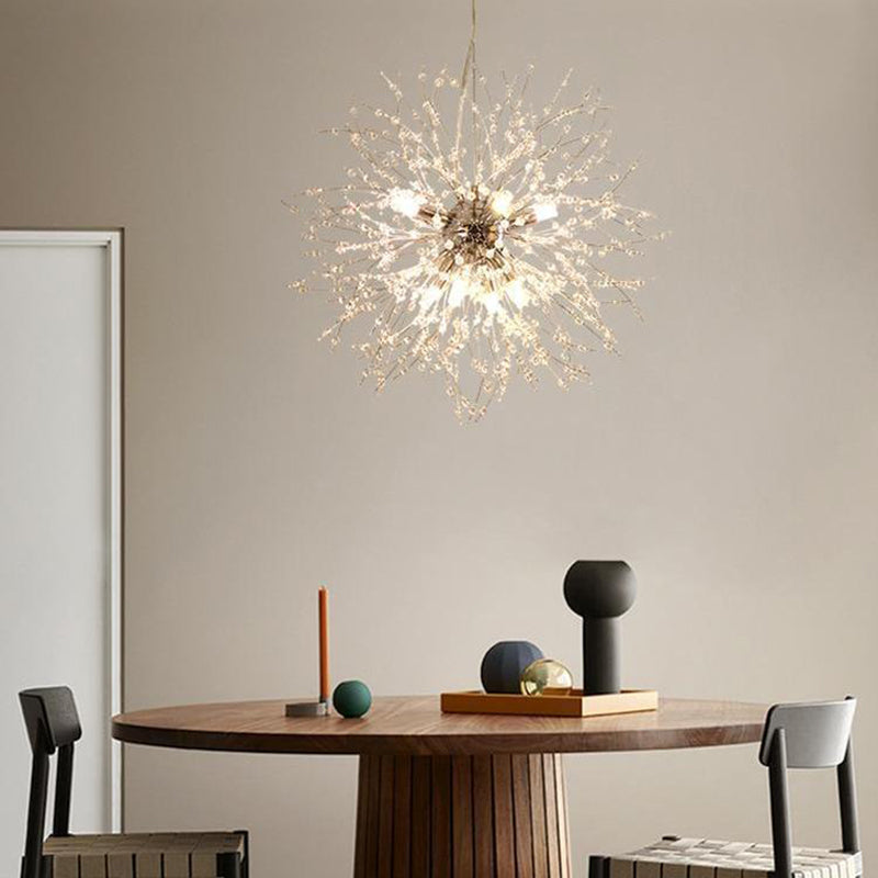 Globe Shape Chandelier Nordic Style Fireflies Chandelier Light pour le salon