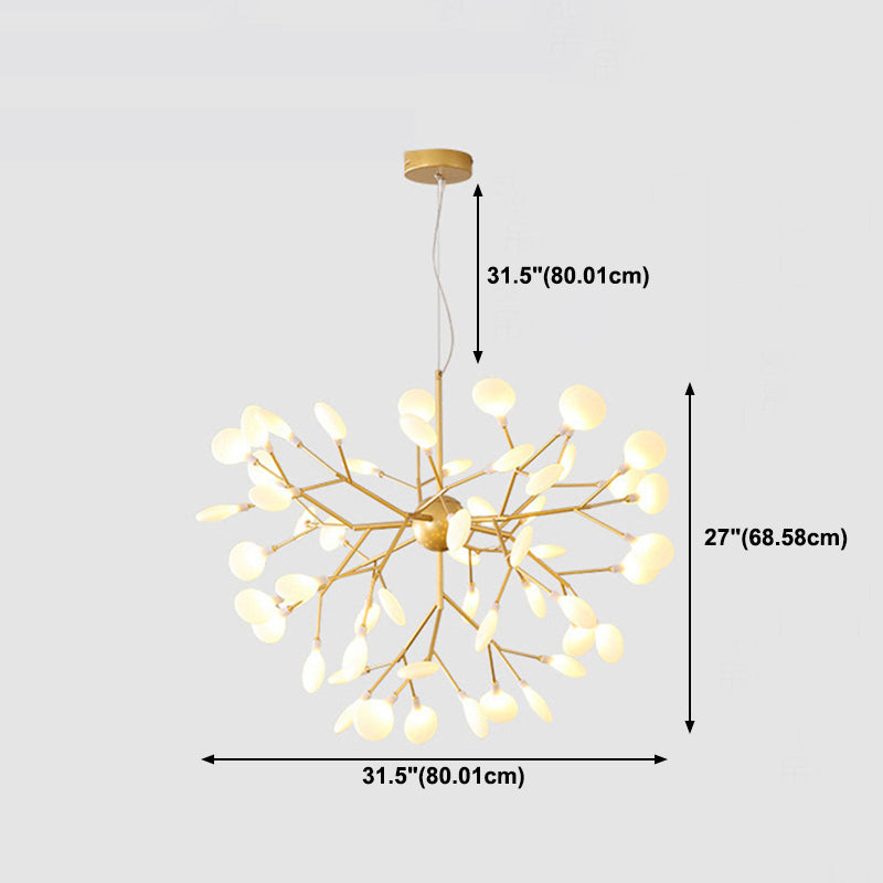 Lámpara de metal de estilo colgante de luces de fuego múltiples con sombra acrílica