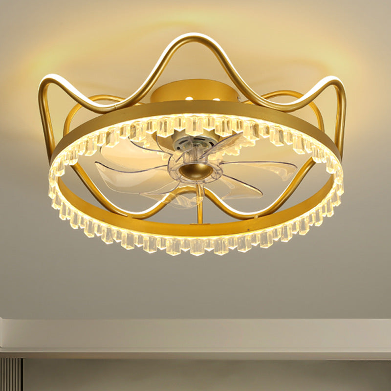 Modern Colorful Fan Light Metal Crown Shape LED Flush Mount Light for Bedroom