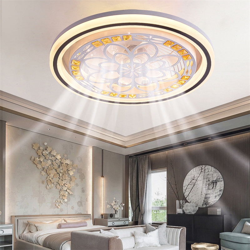 Modern Style Ceiling Fan Lamp LED Crystal Ceiling Mount Light with Acrylic Shade