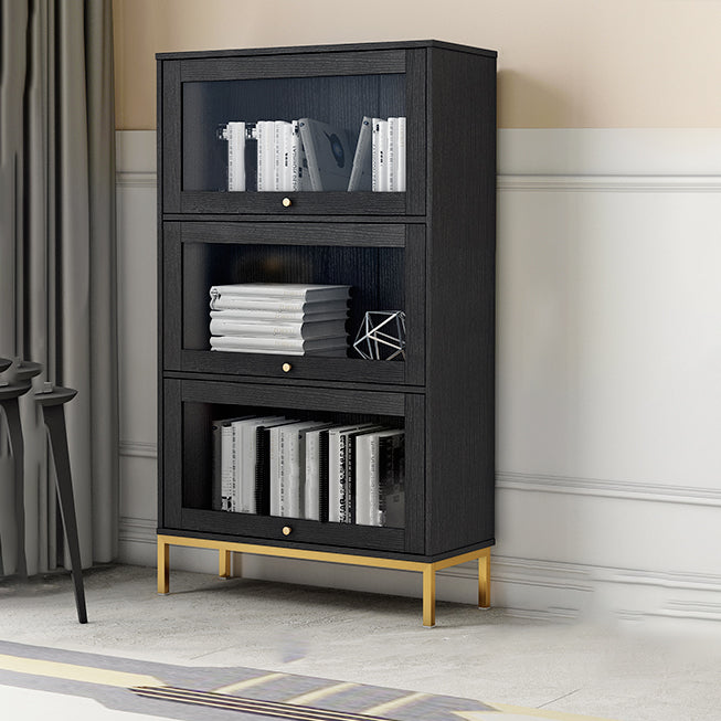 Librería de madera fabricada con estantería vertical glamorosa con puertas de vidrio