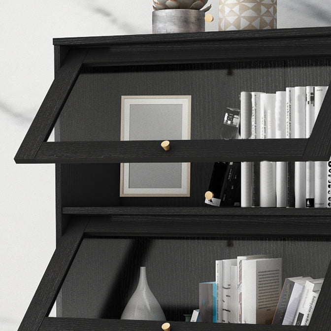 Librería de madera fabricada con estantería vertical glamorosa con puertas de vidrio