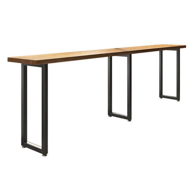 Pine Wood Bar Dining Table Industrial Bar Dining Table with Sled Base in Black