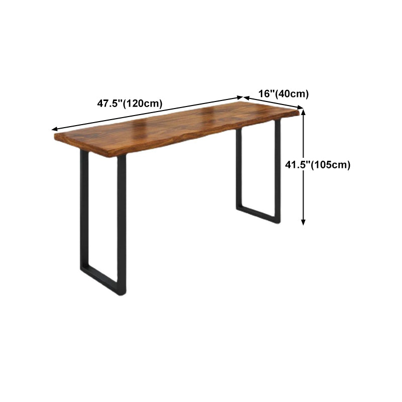 Pine Wood Bar Dining Table Industrial Bar Dining Table with Sled Base in Black