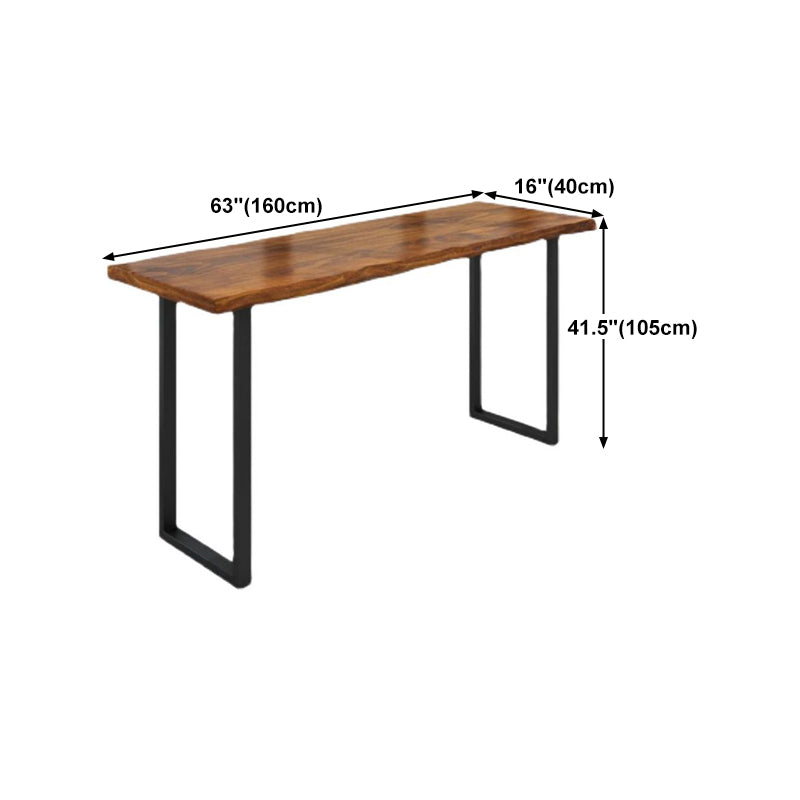 Pine Wood Bar Dining Table Industrial Bar Dining Table with Sled Base in Black