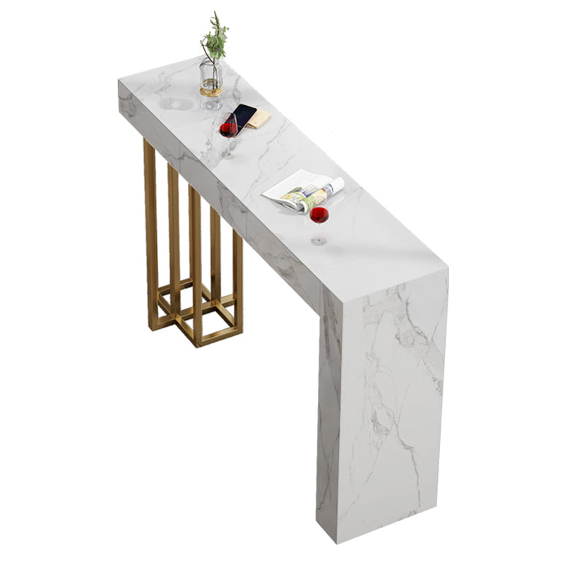 Nordic Glam Rectangle Bar Counter Table Sintered Stone Dining Table for Kitchen