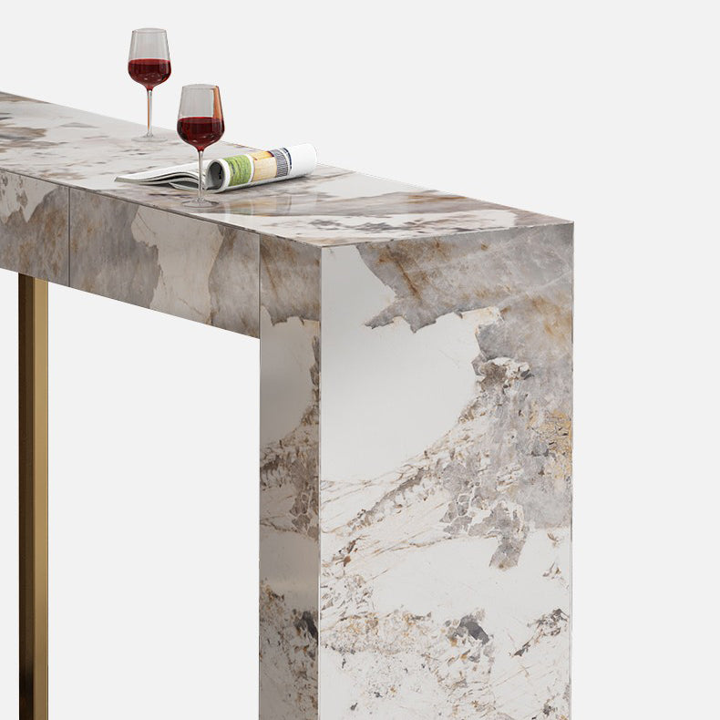 Nordic Glam Rectangle Bar Counter Table Sintered Stone Dining Table for Kitchen