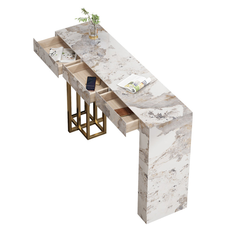 Nordic Glam Rectangle Bar Counter Table Sintered Stone Dining Table for Kitchen