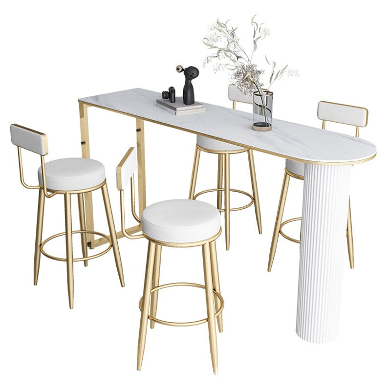 Stone Bar Dining Table Contemporary Bar Table with Sled Base