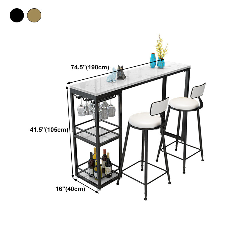 Stone Rectangle Bar Table White Contemporary Bar Table with Sled Base