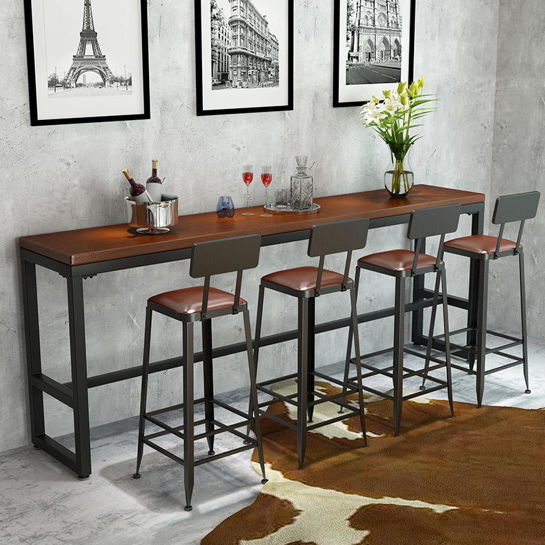 Pine Wood Bar Dining Table Industrial Bar Table with Trestle Base