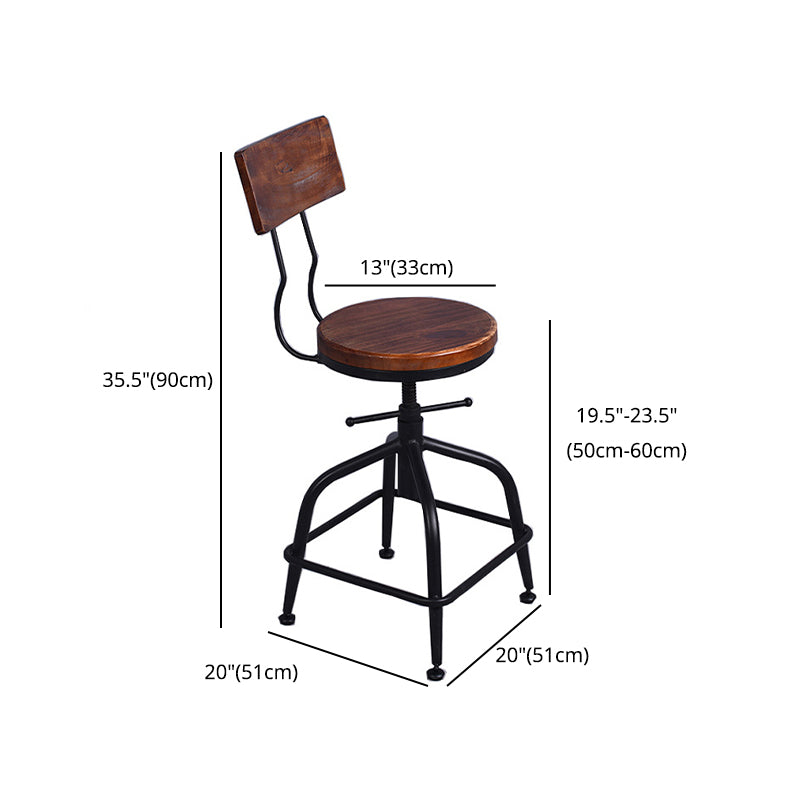 Industrial Dining Chair Adjustable Height Chair with Metal Legs