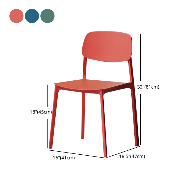 Nordic Style Open Back Dining Side Chair for Home Plastic Dining Armless Chair