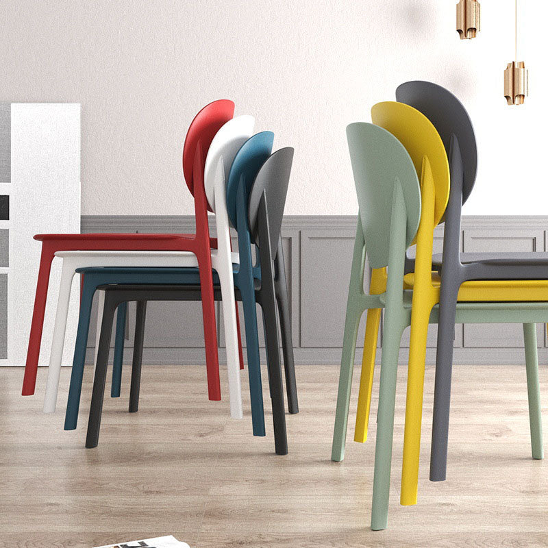 Contemporary Style Stackable Chair Kitchen Armless Chair with Plastic Legs