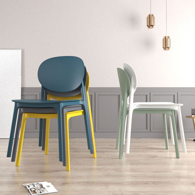 Contemporary Style Stackable Chair Kitchen Armless Chair with Plastic Legs