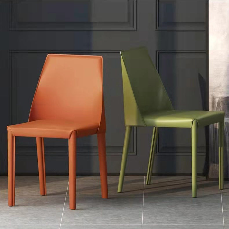 Leather Contemporary Modern Indoor-Outdoor Side Chair Parsons Chair