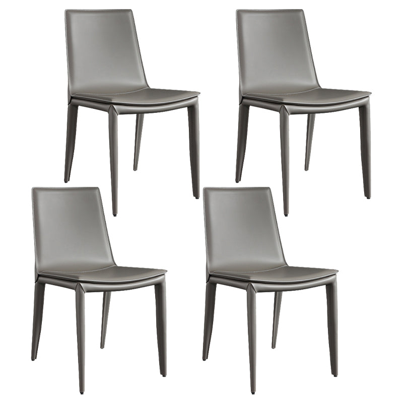 Leather Contemporary Modern Indoor-Outdoor Side Chair Solid Back Chair