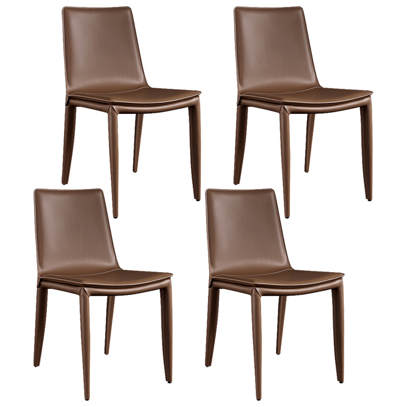 Leather Contemporary Modern Indoor-Outdoor Side Chair Solid Back Chair