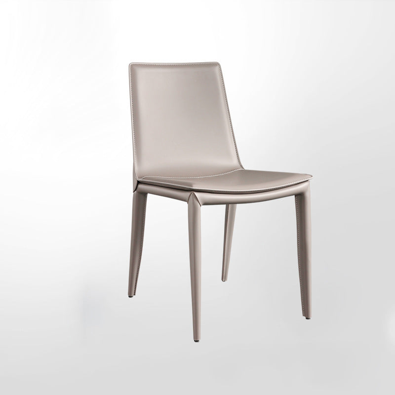 Leather Contemporary Modern Indoor-Outdoor Side Chair Solid Back Chair