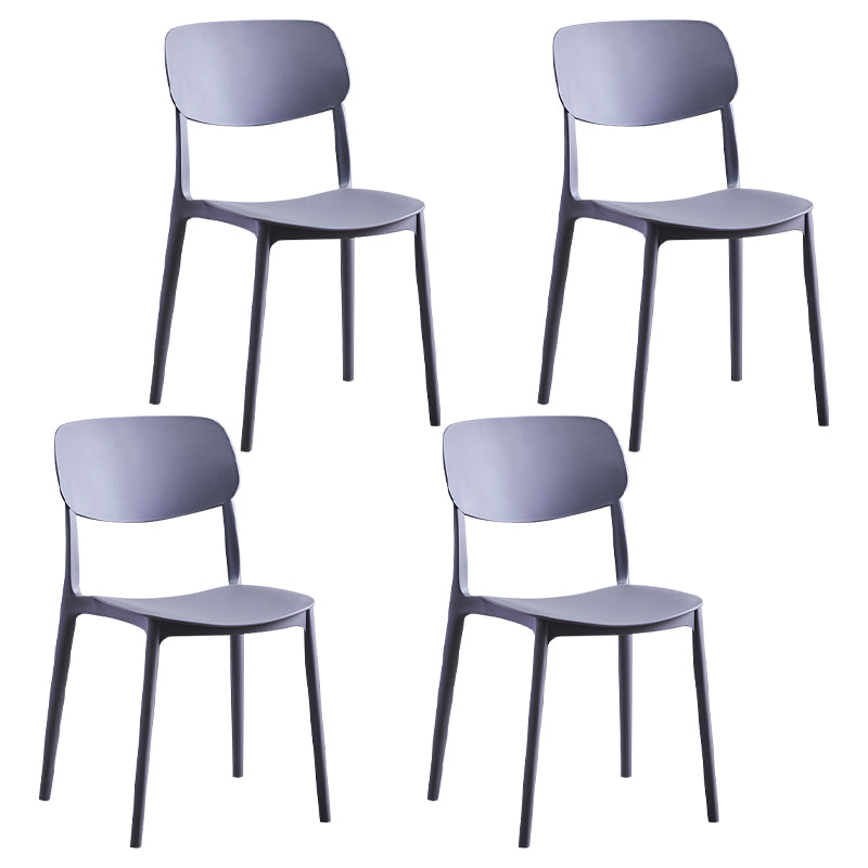 Modern Style Open Back Chair Kitchen Armless Chair with Plastic Legs