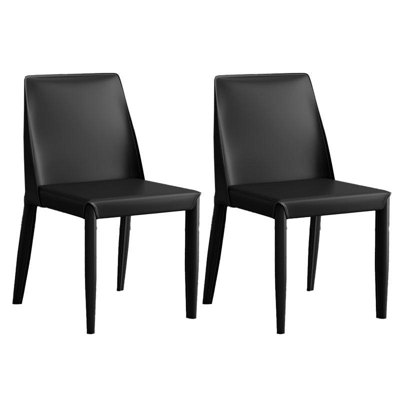 Glam Leather Kitchen and Dining Room Chair Solid Back Chair(Set of 2)