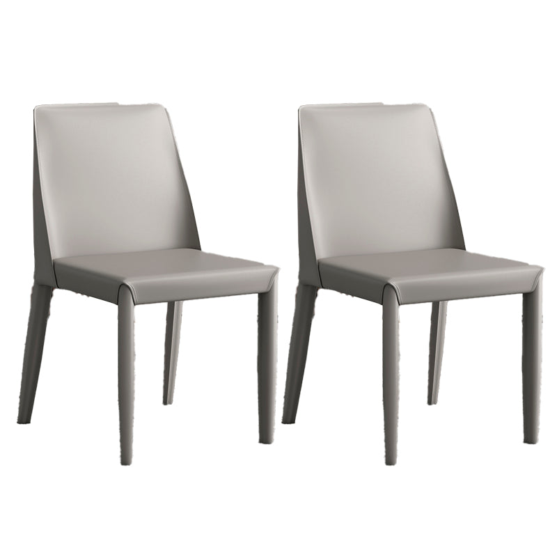 Glam Leather Kitchen and Dining Room Chair Solid Back Chair(Set of 2)