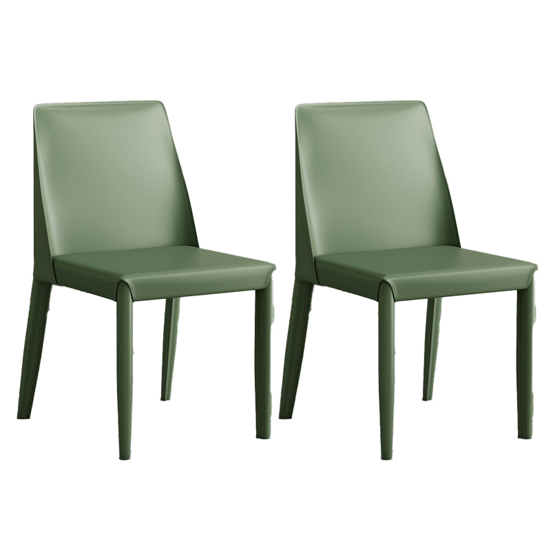 Glam Leather Kitchen and Dining Room Chair Solid Back Chair(Set of 2)