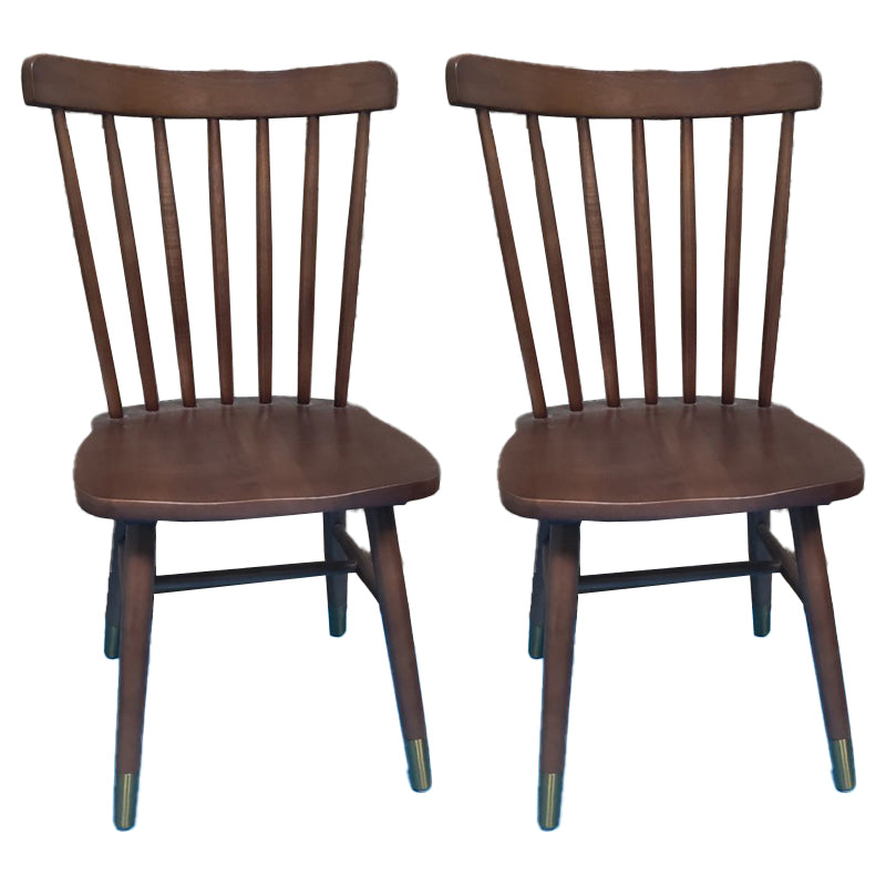 Glam Rubberwood Dining Room Chair Slat Back Side Chair (Set of 2)