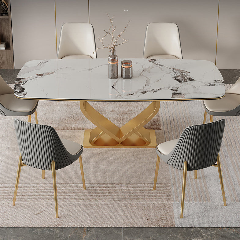 Luxury Sintered Stone Top Dining Set Rectangle 1/2/5/6/7 Pieces Dining Table with Chairs