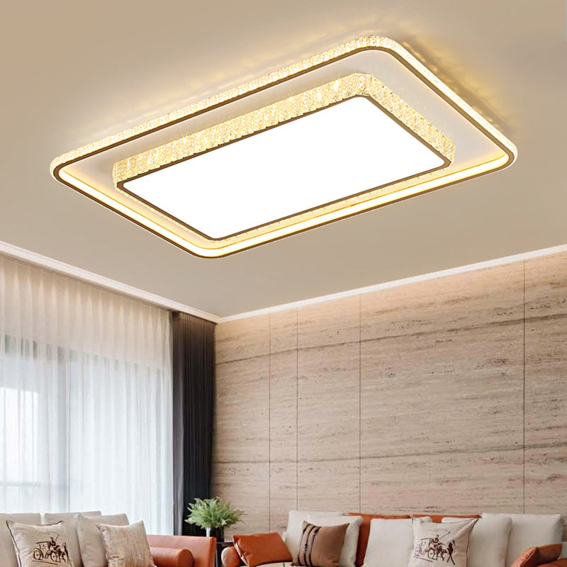 Geometry Shape LED Crystal Ceiling Lamp Modern Iron 2 Lights Flush Mount for Bedroom