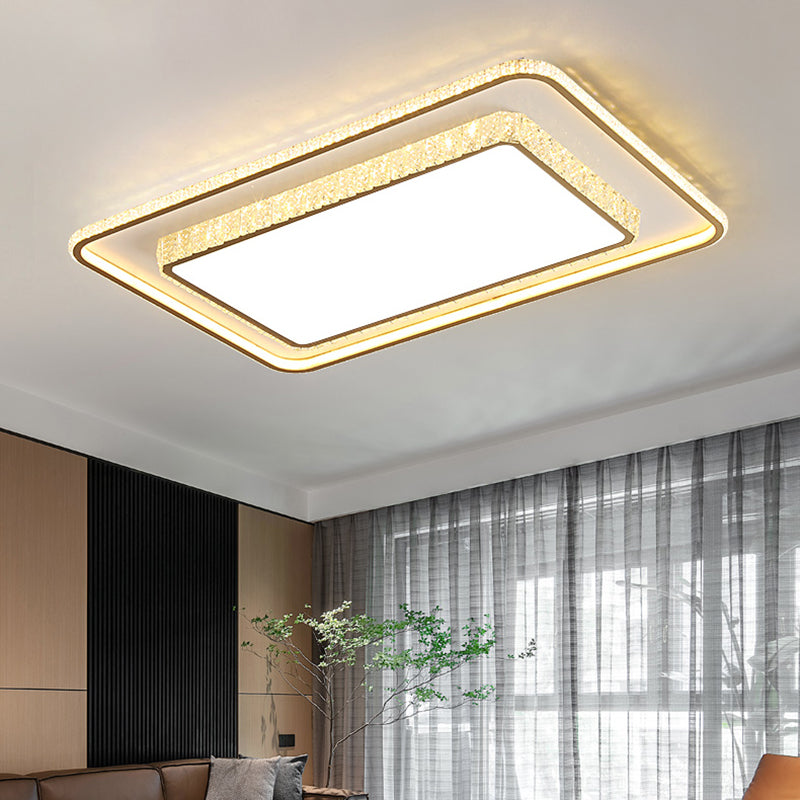 Geometrieform LED -Kristall Deckenlampe moderne Eisen 2 Lichter Flush Mount für Schlafzimmer