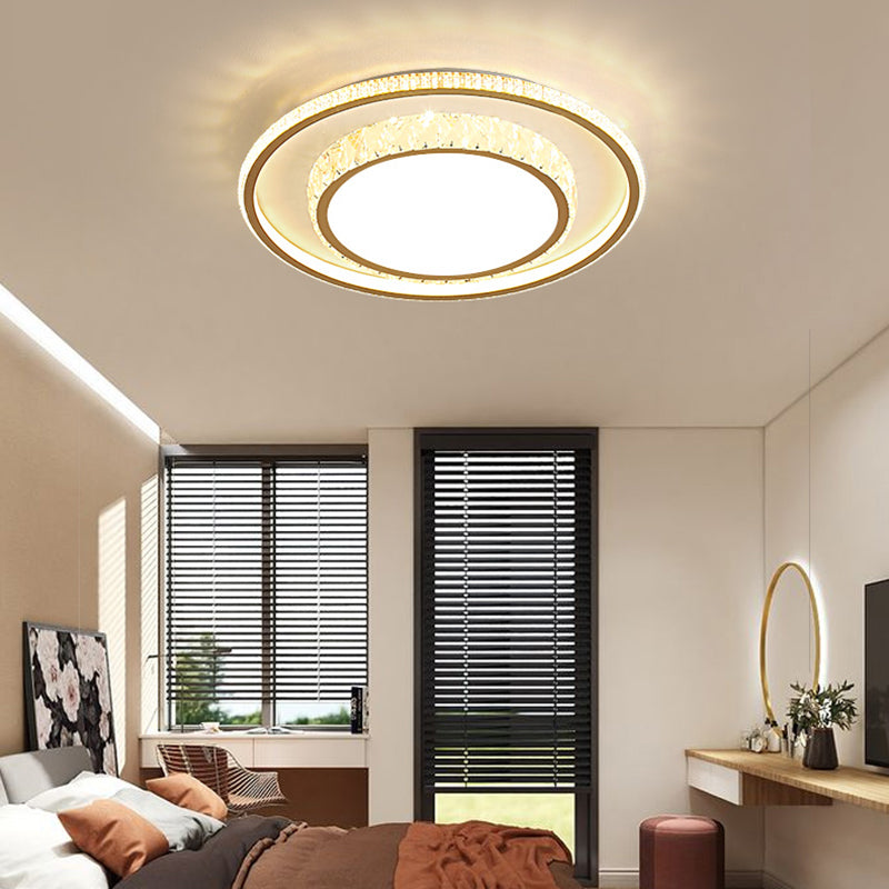 Geometrie vorm LED kristal plafondlamp modern ijzer 2 lichten spoeling mount voor slaapkamer