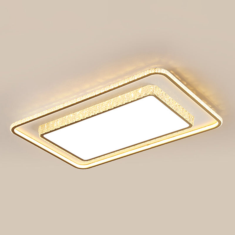 Geometrieform LED -Kristall Deckenlampe moderne Eisen 2 Lichter Flush Mount für Schlafzimmer