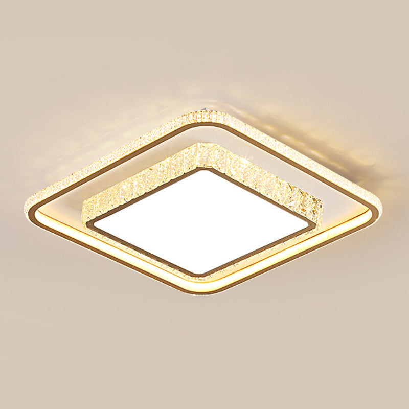 Geometrieform LED -Kristall Deckenlampe moderne Eisen 2 Lichter Flush Mount für Schlafzimmer