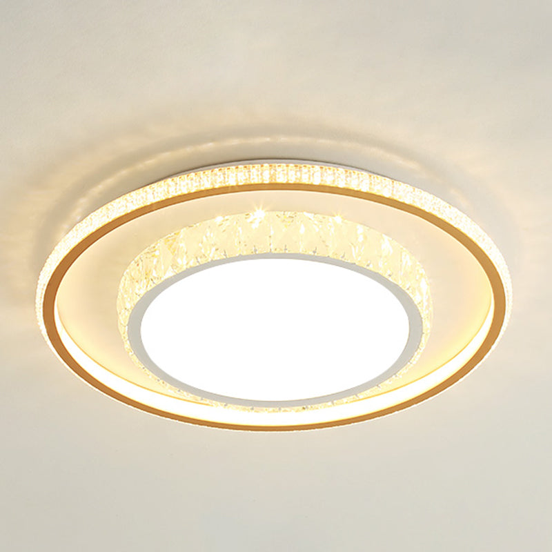 Geometry Shape LED Crystal Ceiling Lamp Modern Iron 2 Lights Flush Mount for Bedroom