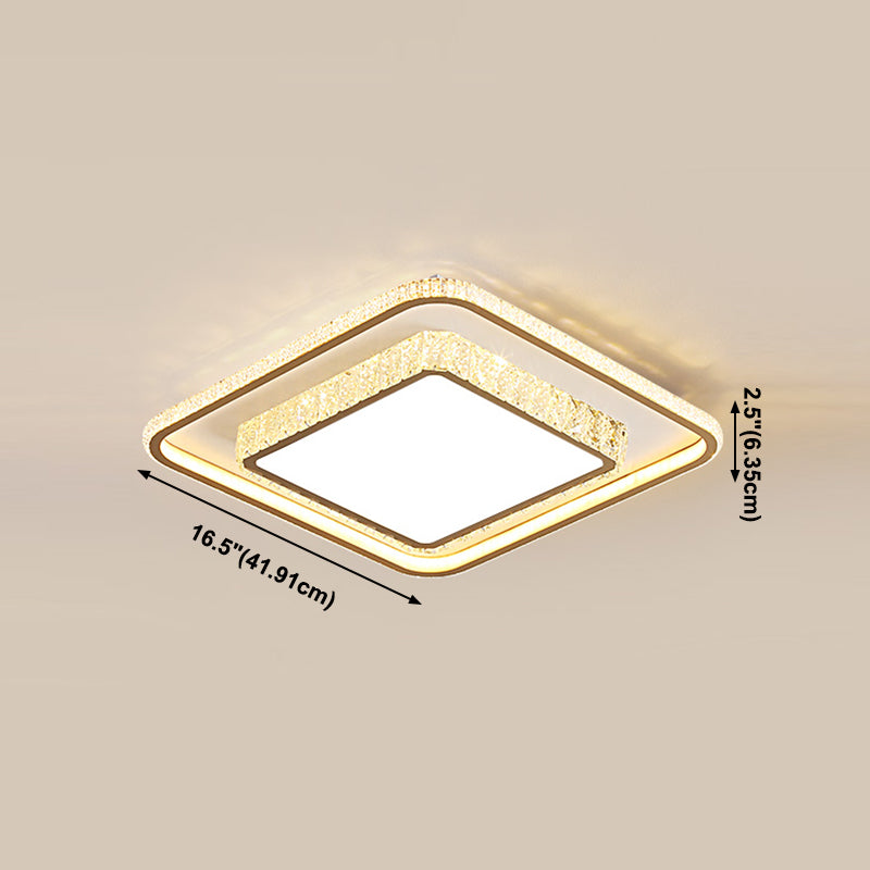 Geometrieform LED -Kristall Deckenlampe moderne Eisen 2 Lichter Flush Mount für Schlafzimmer