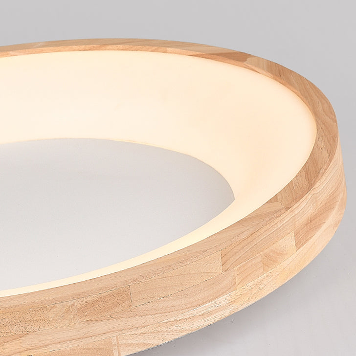 Plafonnier encastré de forme ronde en bois, éclairage encastré de style moderne à 1 lumière en marron